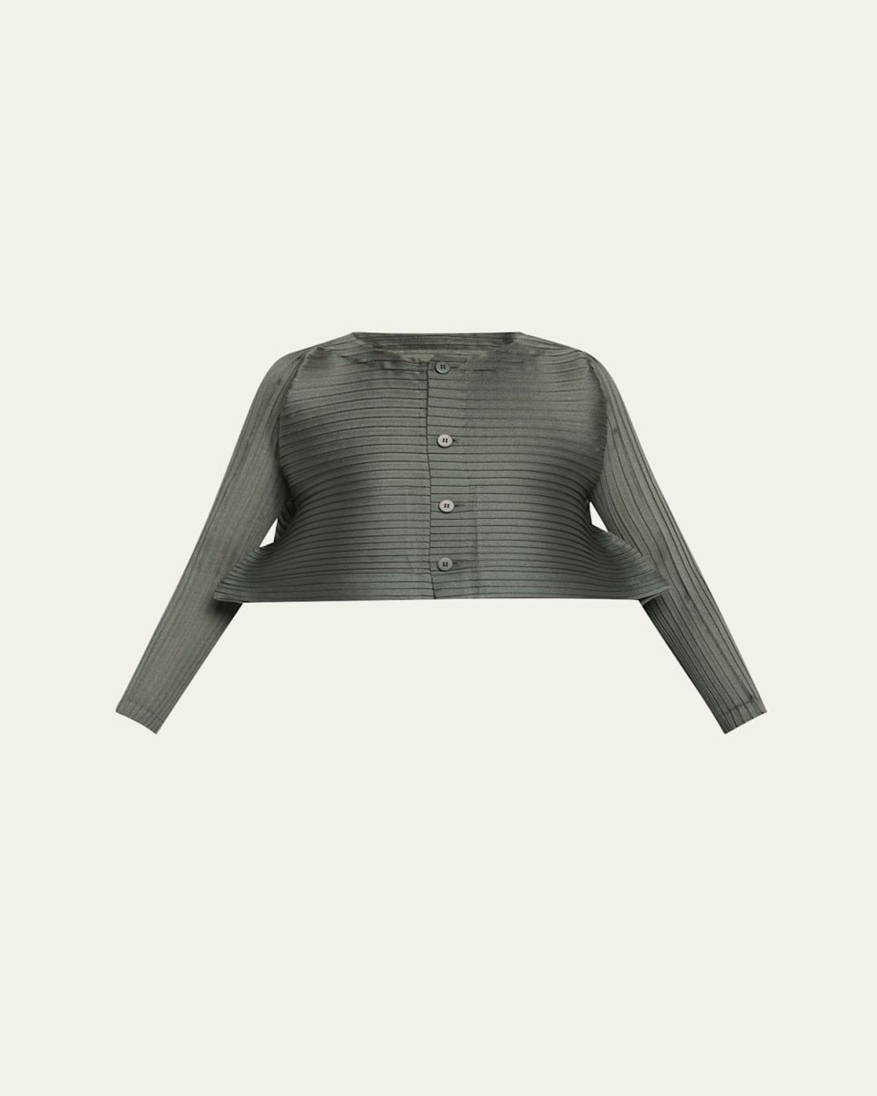 Paneled Pleats Cropped Cardigan